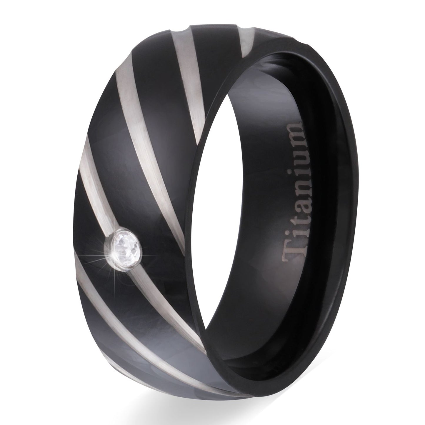 Amfora massiver Titan Damen Ring mit Stein, Trauring, Verlobungsring, inkl. Gravur, schwarz | Titanring | damen, ring, schwarz, titan, titanring, zirkonia | schmuckmitgravur.de
