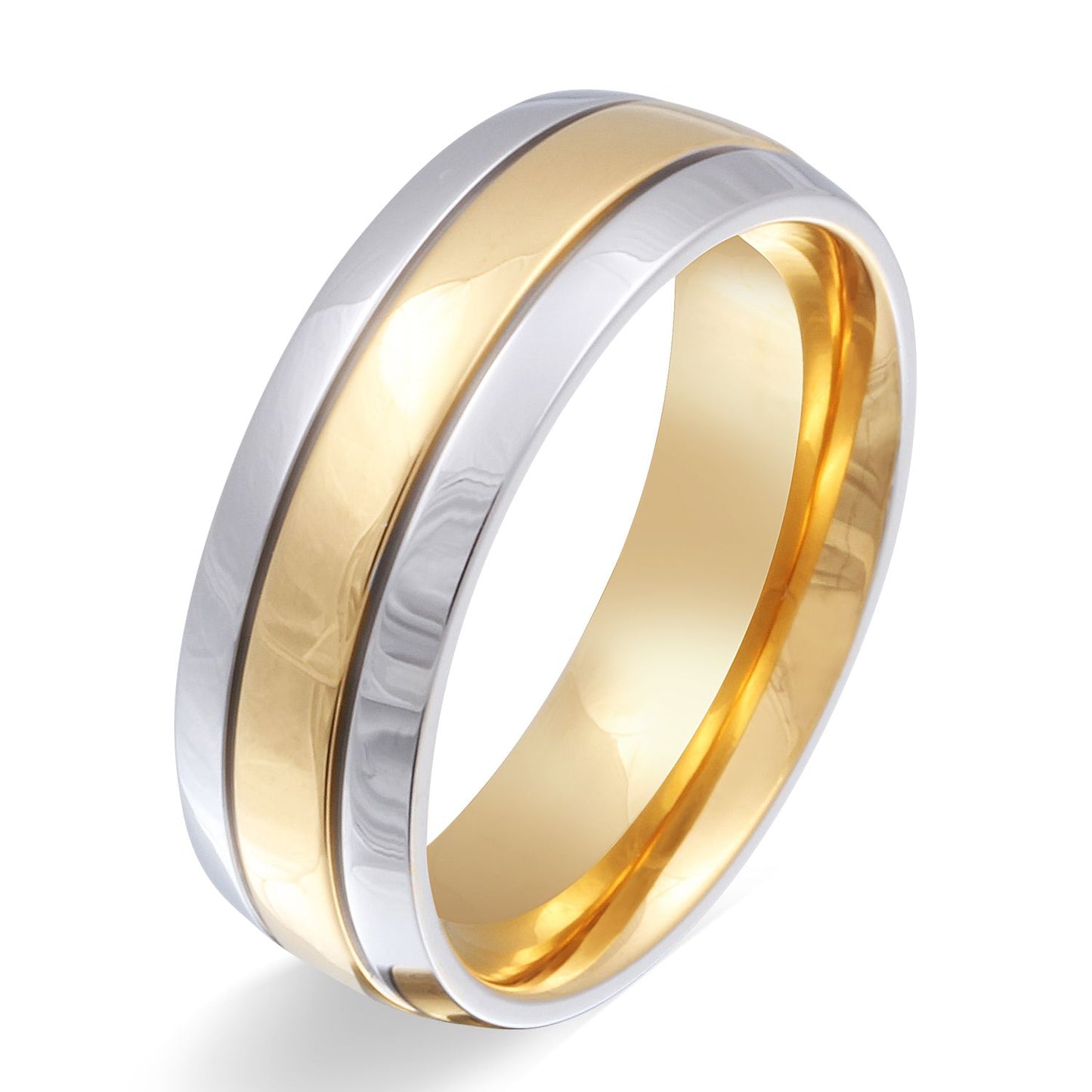 Asilar Ring mit Gravur, Edelstahlring in Silber-Gold | Edelstahlring | damen, edelstahl, edelstahlring, gold, herren, ring, silber, unisex | schmuckmitgravur.de