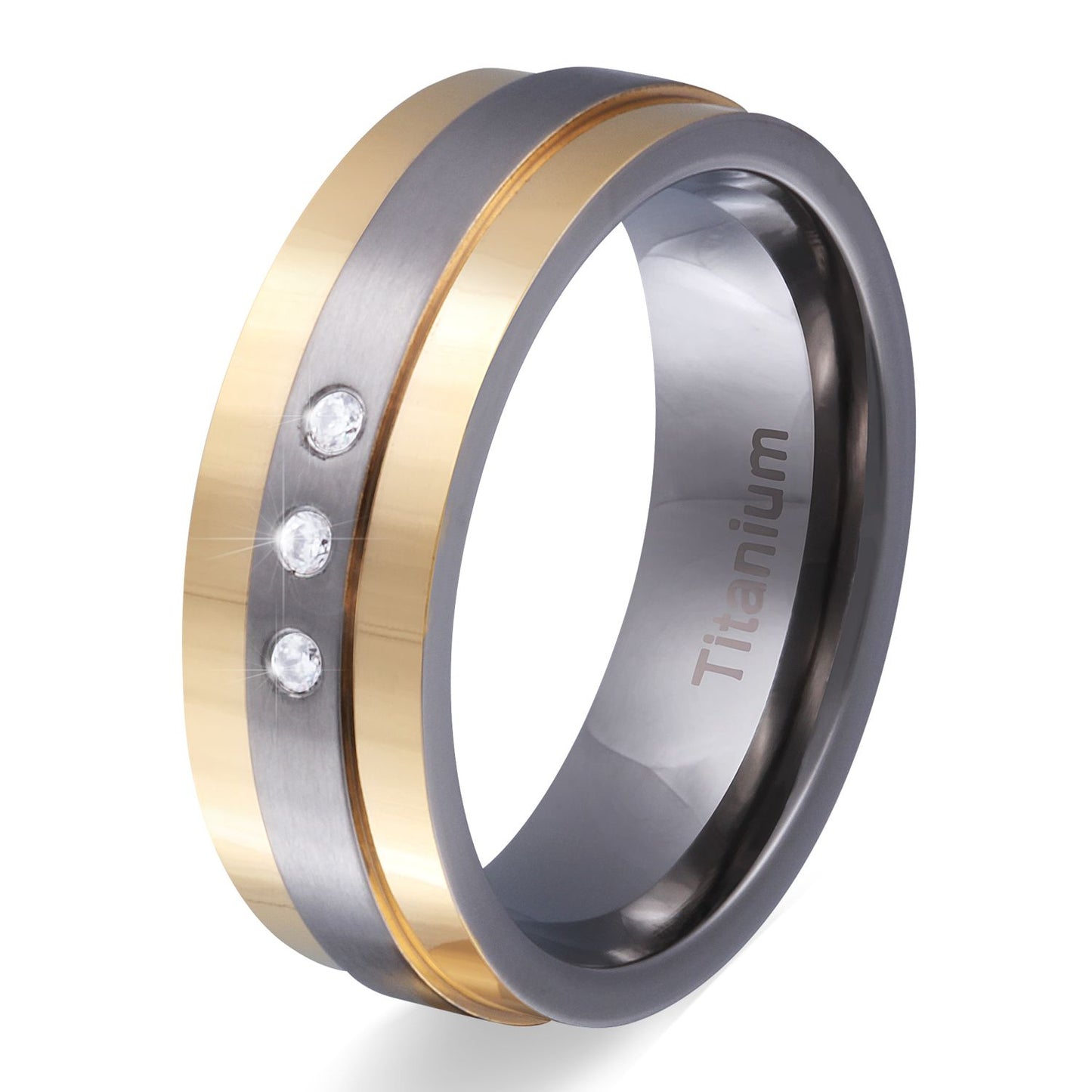 Aspendos massiver Titan Damen Ring mit Steine, Trauring, Verlobungsring, inkl. Gravur, titan gold | Titanring | damen, ring, titan, titanring, zirkonia | schmuckmitgravur.de