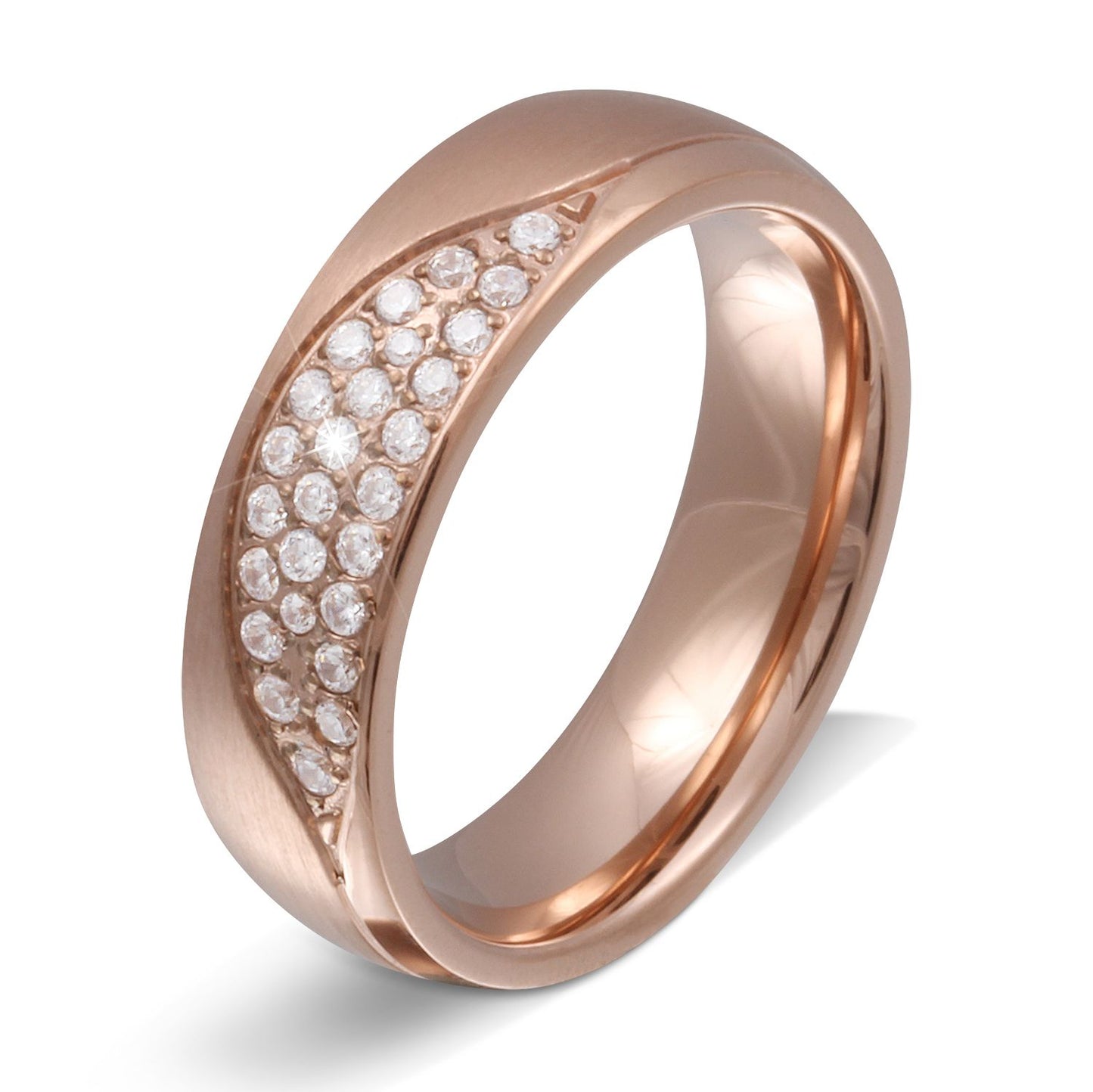 Asuka Damen Edelstahl Ring mit Steine, Verlobungsring, inkl. Gravur, roségold | Edelstahlring | damen, edelstahl, edelstahlring, gold, ring, rosegold, rosé, vergoldet, zirkonia | schmuckmitgravur.de