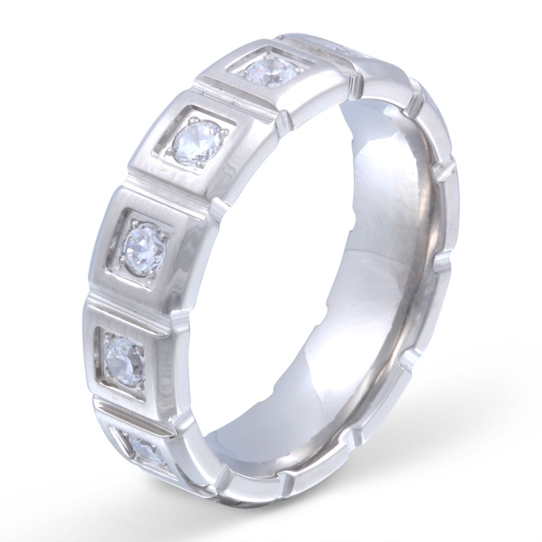 Attrazione Damen Ring mit Gravur, Edelstahlring in Silber | Edelstahlring | damen, edelstahl, edelstahlring, ring, silber, zirkonia | schmuckmitgravur.de