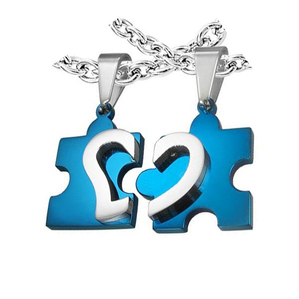 Bayview 2x Partnerkette inkl. Anhänger mit Gravur in Blau-Silber | Partnerkette | anhänger, blau, damen, edelstahl, edelstahlkette, halskette, herren, kette, partner, partnerkette, silber, unisex | schmuckmitgravur.de