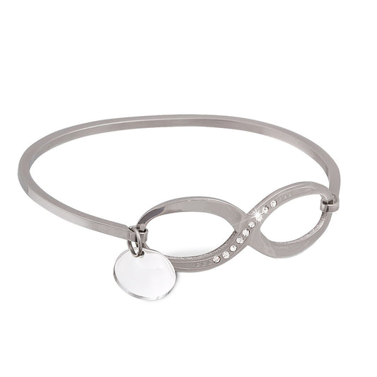 Berjor Edelstahl Armreifen mit Gravur in Silber | Armband | armband, armreif, armreifen, damen, edelstahl, silber, zirkonia | schmuckmitgravur.de