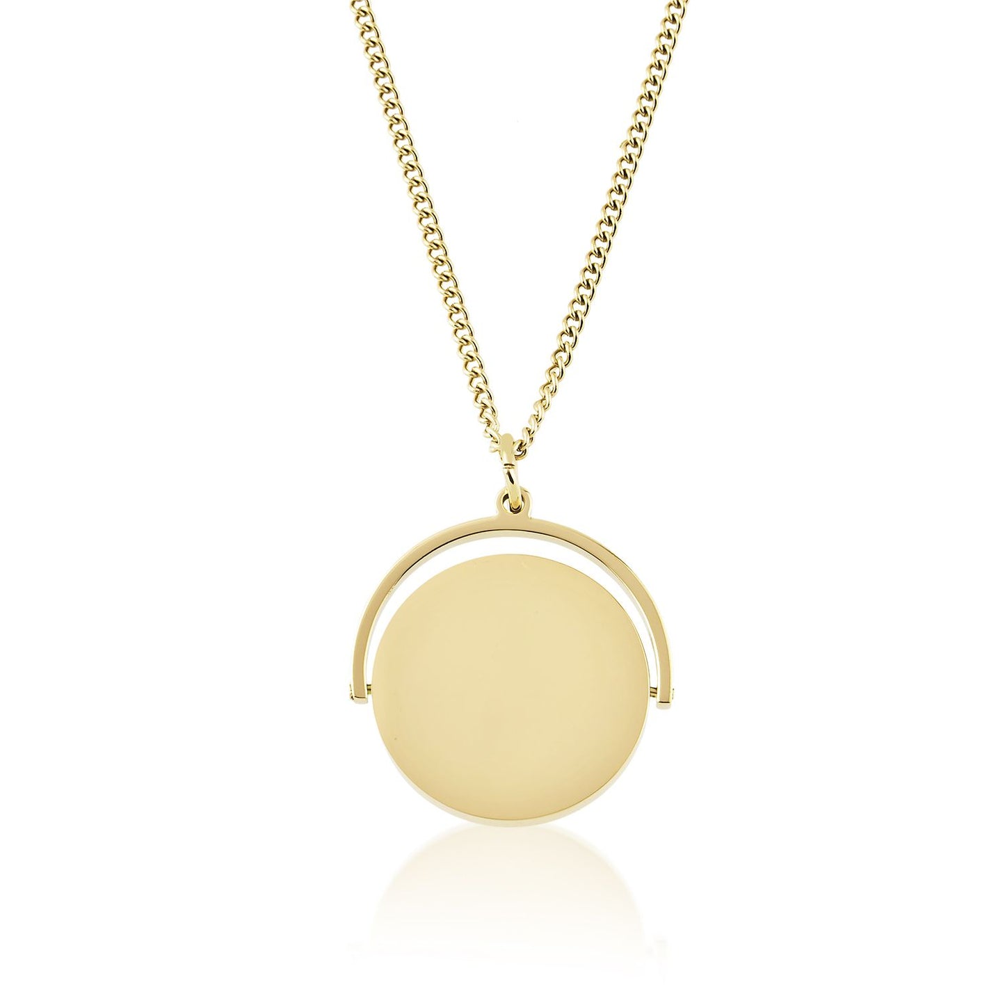 Breeze Kette mit rundem Anhänger und Gravur, Edelstahlkette in Gold | Halskette | 43cm, 46cm, 49cm, 52cm, anhänger, damen, edelstahl, edelstahlkette, gold, halskette, kette, panzerkette, rund | schmuckmitgravur.de
