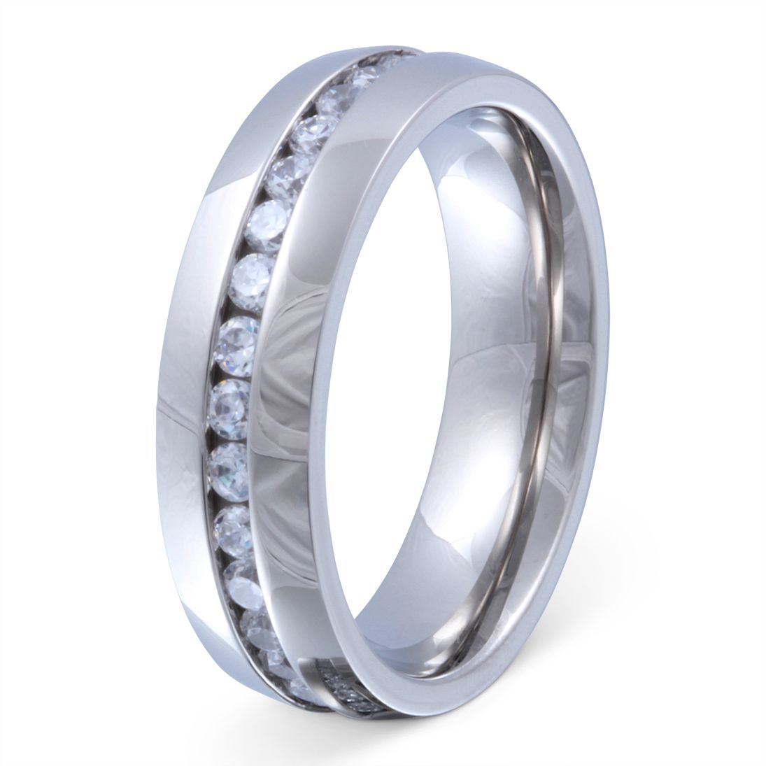 Brilliant Damen Ring mit Gravur, Edelstahlring in Silber | Edelstahlring | damen, edelstahl, edelstahlring, ring, silber, zirkonia | schmuckmitgravur.de