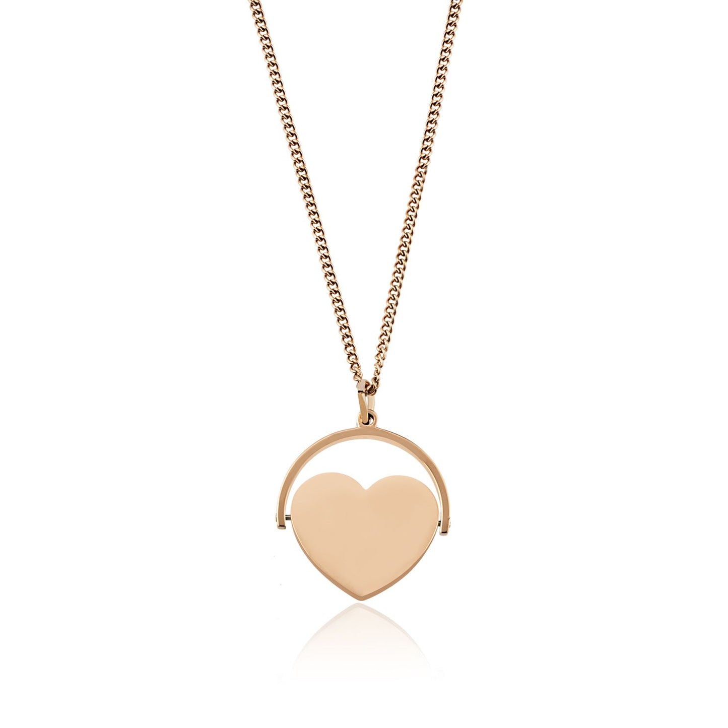 Butterflyer Herzkette mit Gravur, Edelstahlkette in Roségold | Herzkette | 43cm, 46cm, 49cm, 52cm, anhänger, damen, edelstahl, edelstahlkette, halskette, kette, panzerkette, rosegold | schmuckmitgravur.de