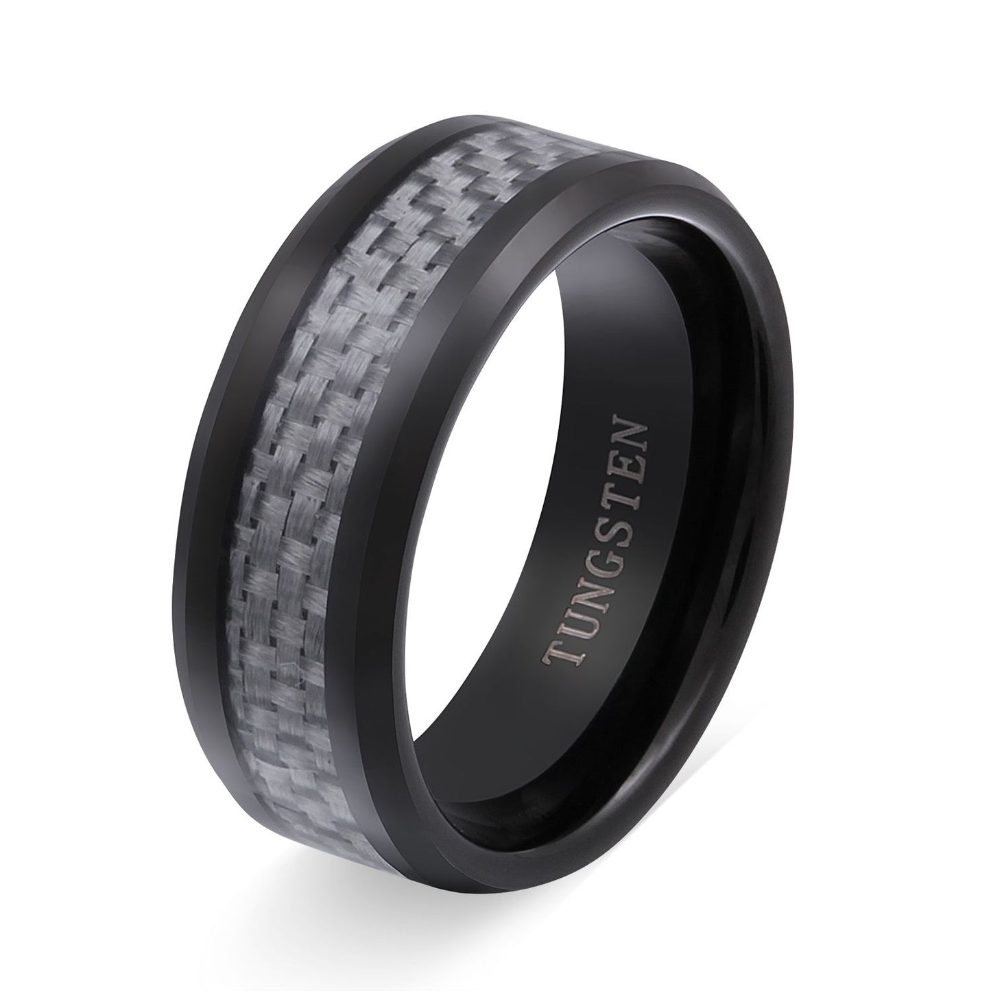 Capella Wolfram Ring mit Gravur, schwarz carbon | Wolframring | carbon, damen, herren, ring, schwarz, unisex, wolfram, wolframring | schmuckmitgravur.de