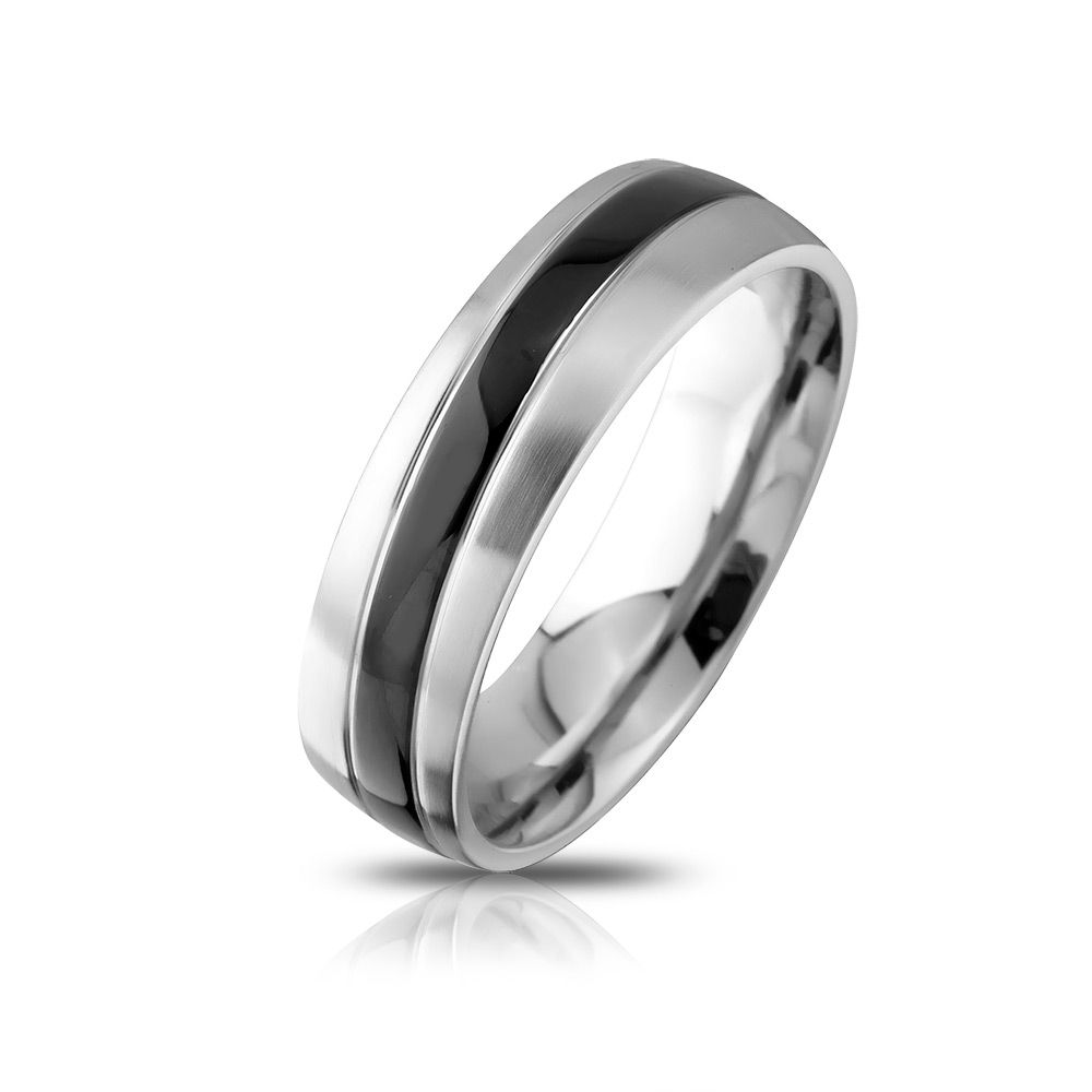 Chertan Edelstahl Ring, Verlobungsring, inkl. Gravur, silber schwarz | Edelstahlring | damen, edelstahl, edelstahlring, herren, ring, schwarz, silber, unisex | schmuckmitgravur.de