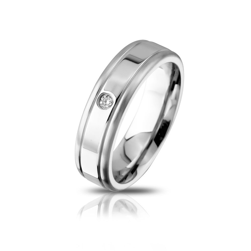 Chow Damen Edelstahl Ring mit Stein, Verlobungsring, inkl. Gravur, silber | Edelstahlring | damen, edelstahl, edelstahlring, ring, silber, Zirkonia | schmuckmitgravur.de