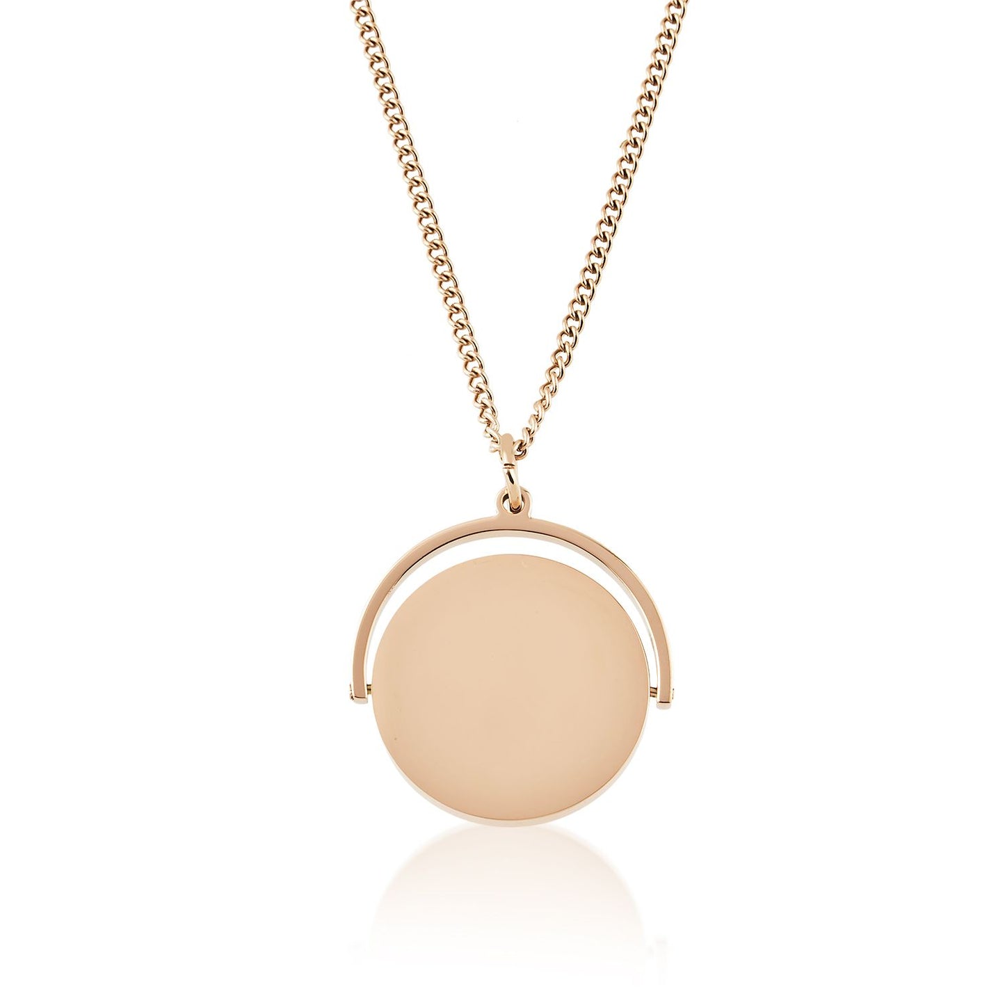 Claim Kette mit rundem Anhänger und Gravur, Edelstahlkette in Roségold | Halskette | 43cm, 46cm, 49cm, 52cm, anhänger, damen, edelstahl, edelstahlkette, halskette, kette, panzerkette, rosegold, rund | schmuckmitgravur.de