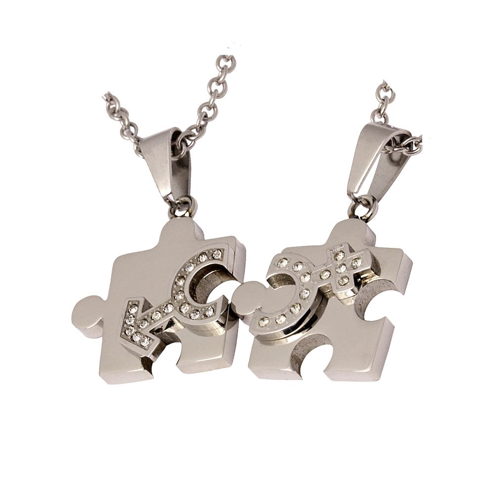 Cosmo Edelstahl Partner Anhänger mit Gravur in Silber | Partnerkette | anhänger, damen, edelstahl, edelstahlkette, halskette, herren, partner, partnerkette, silber, unisex | schmuckmitgravur.de