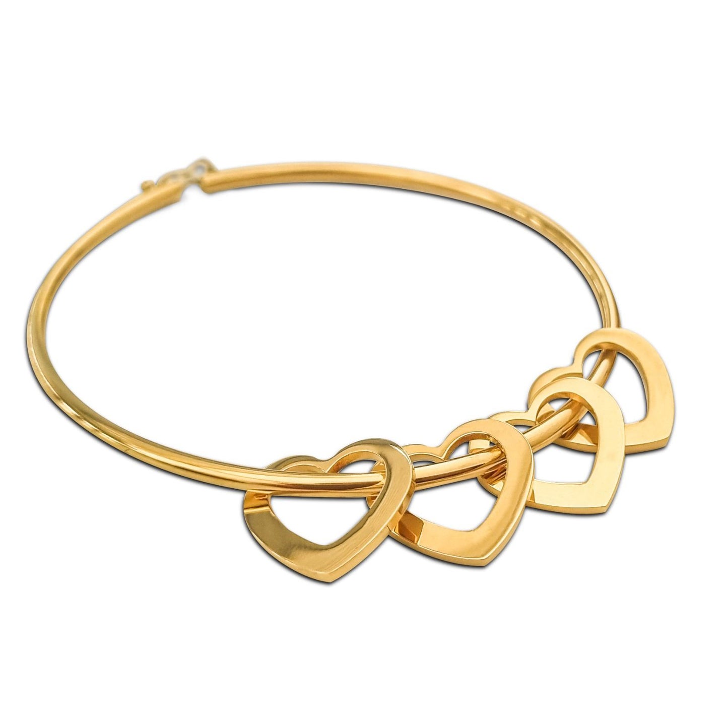 Damen Armreifen inkl. 1x Herzanhänger mit Gravur in Gold | Armband | anhänger, armband, armreif, damen, edelstahl, gold | schmuckmitgravur.de