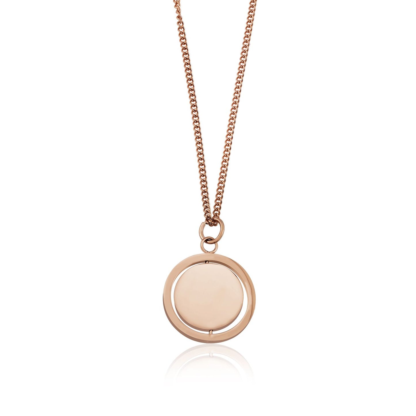 Daytime Kette mit rundem Anhänger und Gravur, Edelstahlkette in Roségold | Halskette | 43cm, 46cm, 49cm, 52cm, anhänger, damen, edelstahl, edelstahlkette, halskette, kette, panzerkette, rosegold, rund | schmuckmitgravur.de