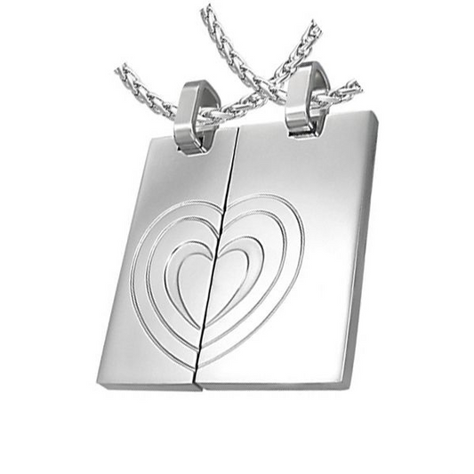 Ebilda Edelstahl Partner Anhänger mit Gravur in Silber | Partnerkette | anhänger, damen, edelstahl, edelstahlkette, halskette, herren, kette, partner, partnerkette, silber, unisex | schmuckmitgravur.de