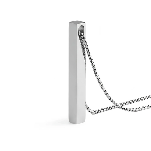 Edelstahl Säulenkette mit Gravur - Silber, inkl. 50-55cm Kette | Säulenkette | 10prozent, 50cm, 55cm, anhänger, century, damen, edelstahl, edelstahlkette, halskette, herren, kette, silber, säulenkette, unisex, venezianerkette | schmuckmitgravur.de