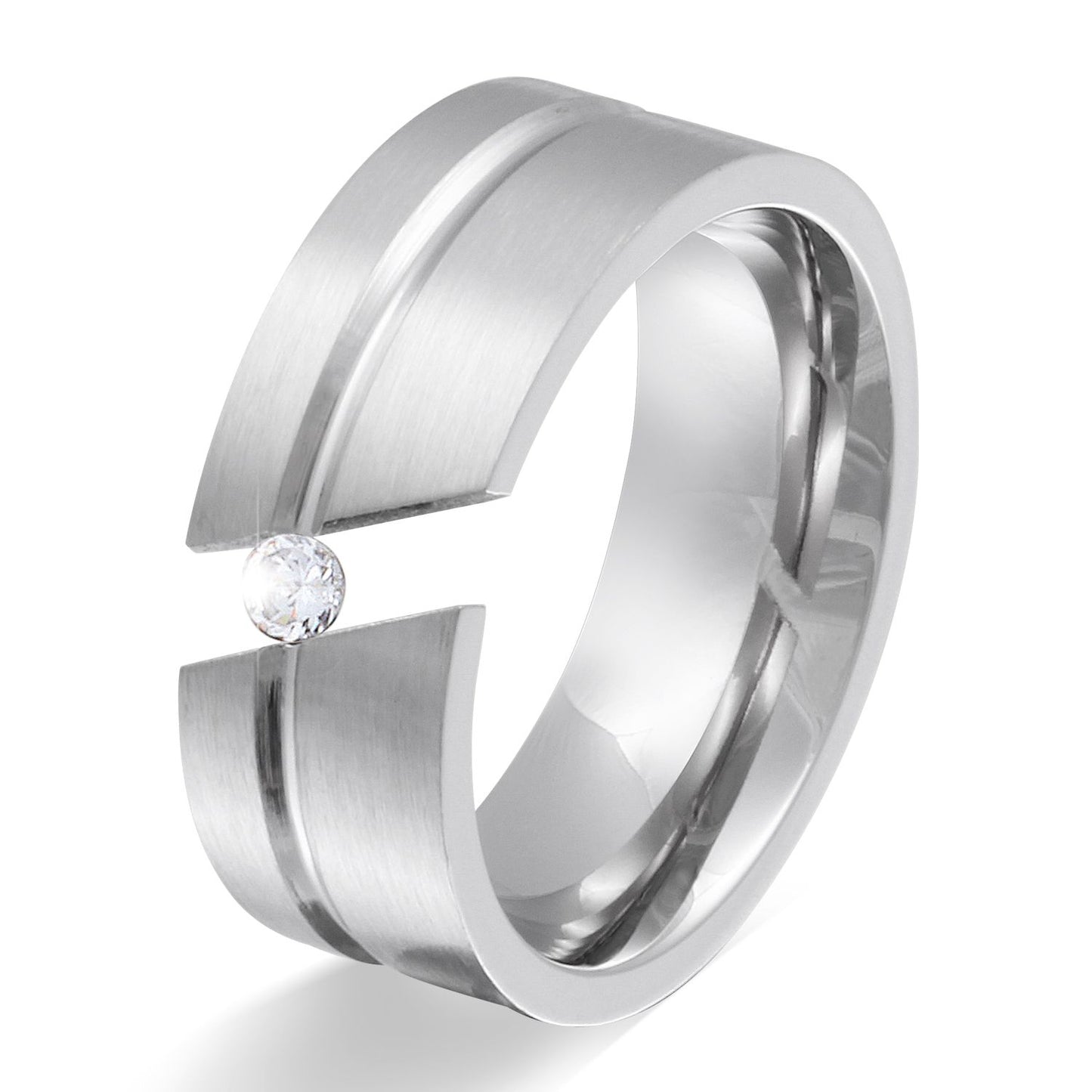 Elegance Damen Ring mit Gravur, Edelstahlring in Silber | Edelstahlring | damen, edelstahl, edelstahlring, ring, silber, zirkonia | schmuckmitgravur.de
