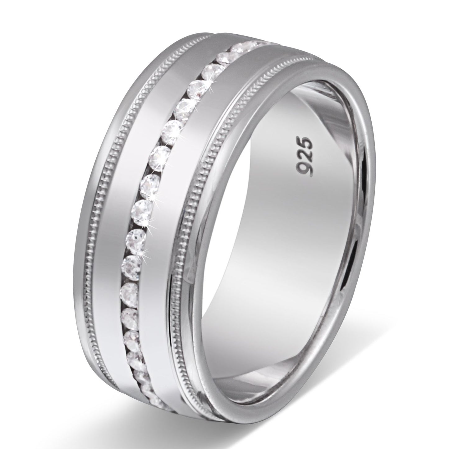 Kicur 925 Sterling Silber Damen Ring, mit Steine inkl. Gravur, silber | Silberring | 925, damen, ring, silber, silberring, Sterling, versand2, zirkonia | schmuckmitgravur.de