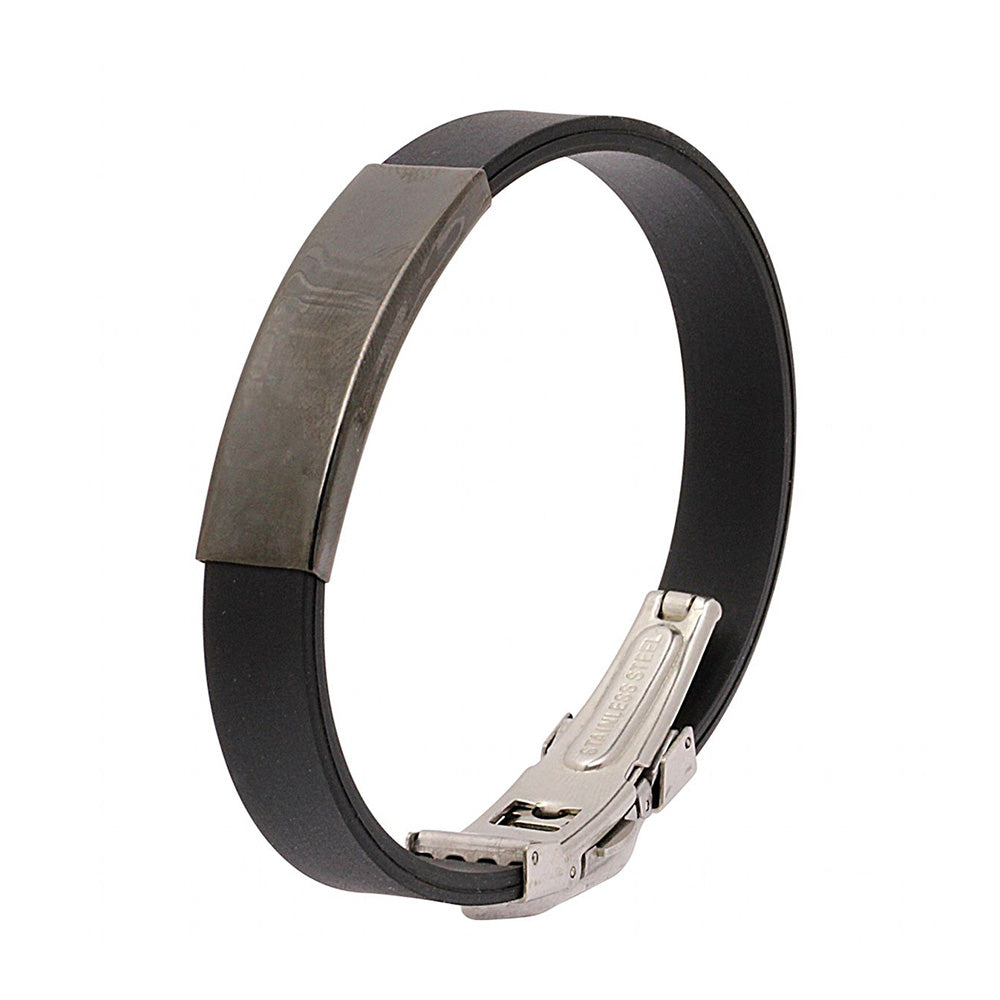 Kolada Armband mit Gravur in Schwarz-Silber | Armband | armband, damen, edelstahl, herren, schwarz, silber, unisex | schmuckmitgravur.de