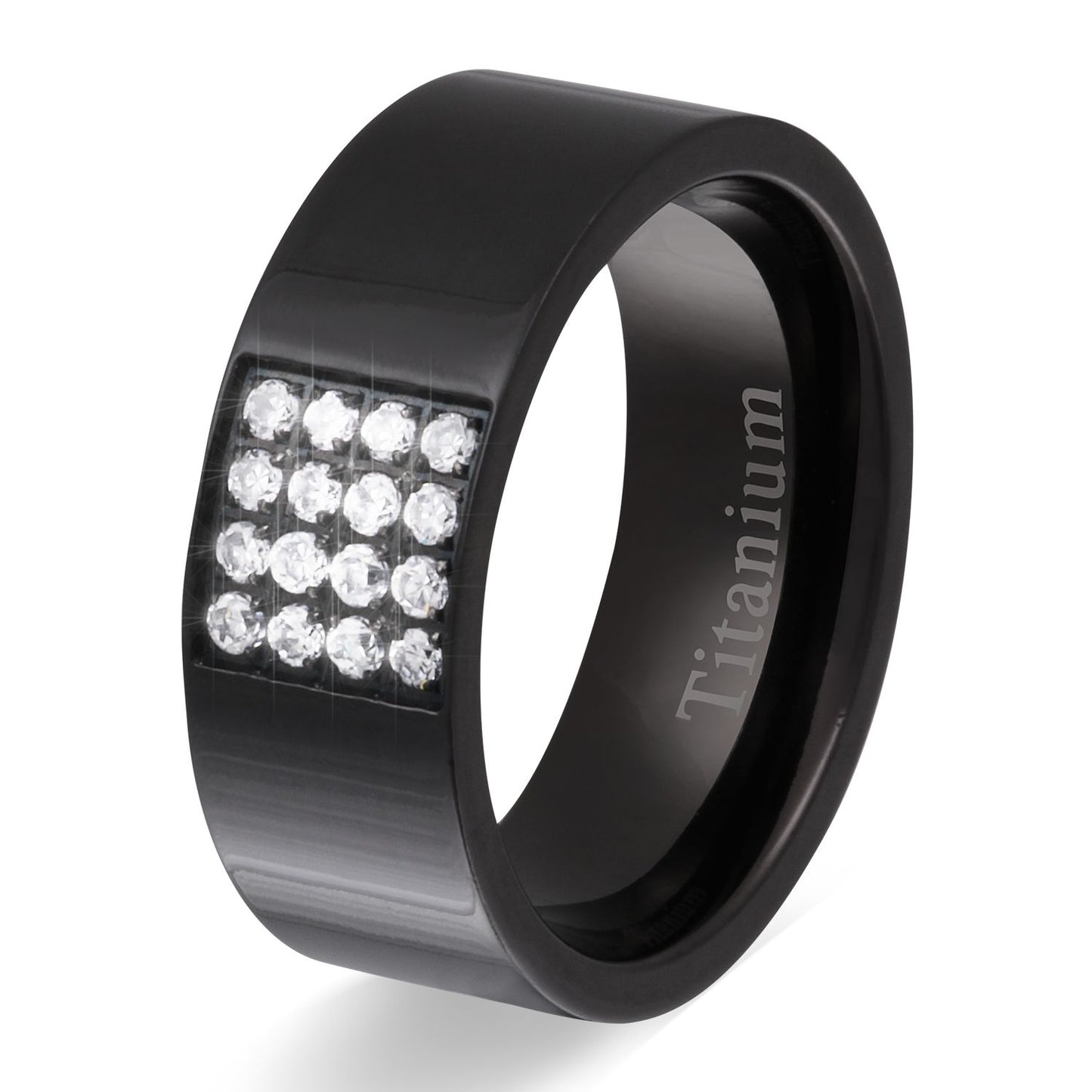 Laguna Damen Titan Ring mit Gravur, Verlobungsring in Schwarz