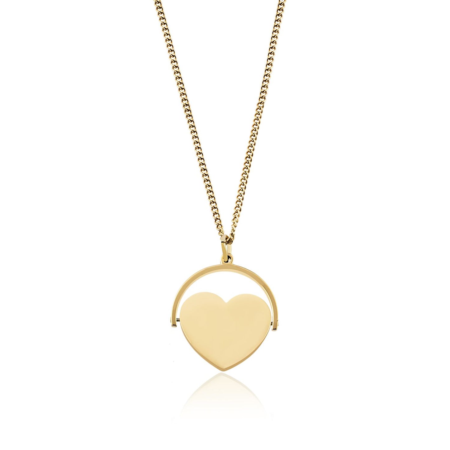 Lily Herzkette mit Gravur, Edelstahlkette in Gold | Herzkette | 43cm, 46cm, 49cm, 52cm, anhänger, damen, edelstahl, edelstahlkette, gold, halskette, kette, panzerkette | schmuckmitgravur.de