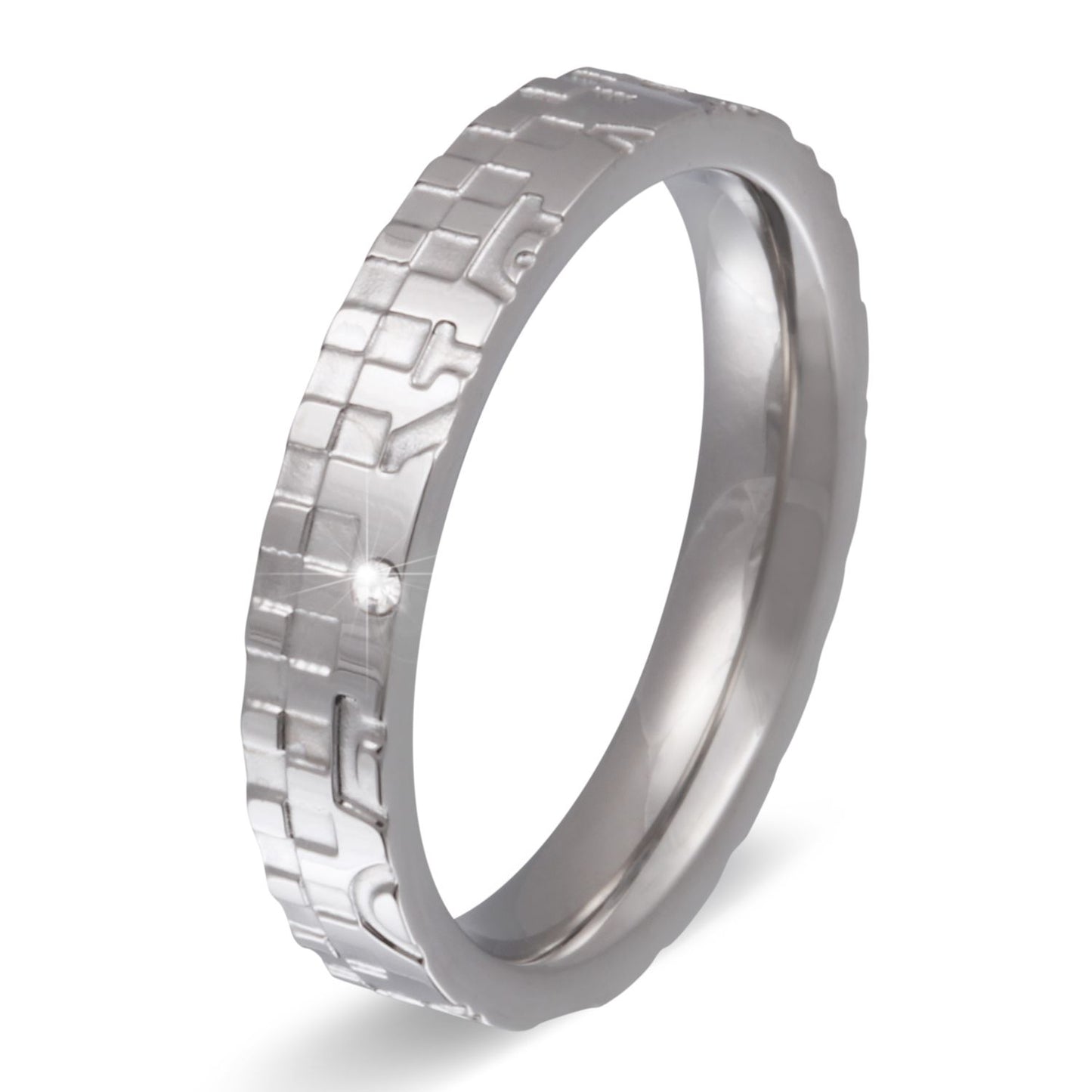 Lorenzia Damen Ring mit Gravur, Edelstahlring in Silber | Edelstahlring | damen, edelstahl, edelstahlring, ring, silber, zirkonia | schmuckmitgravur.de