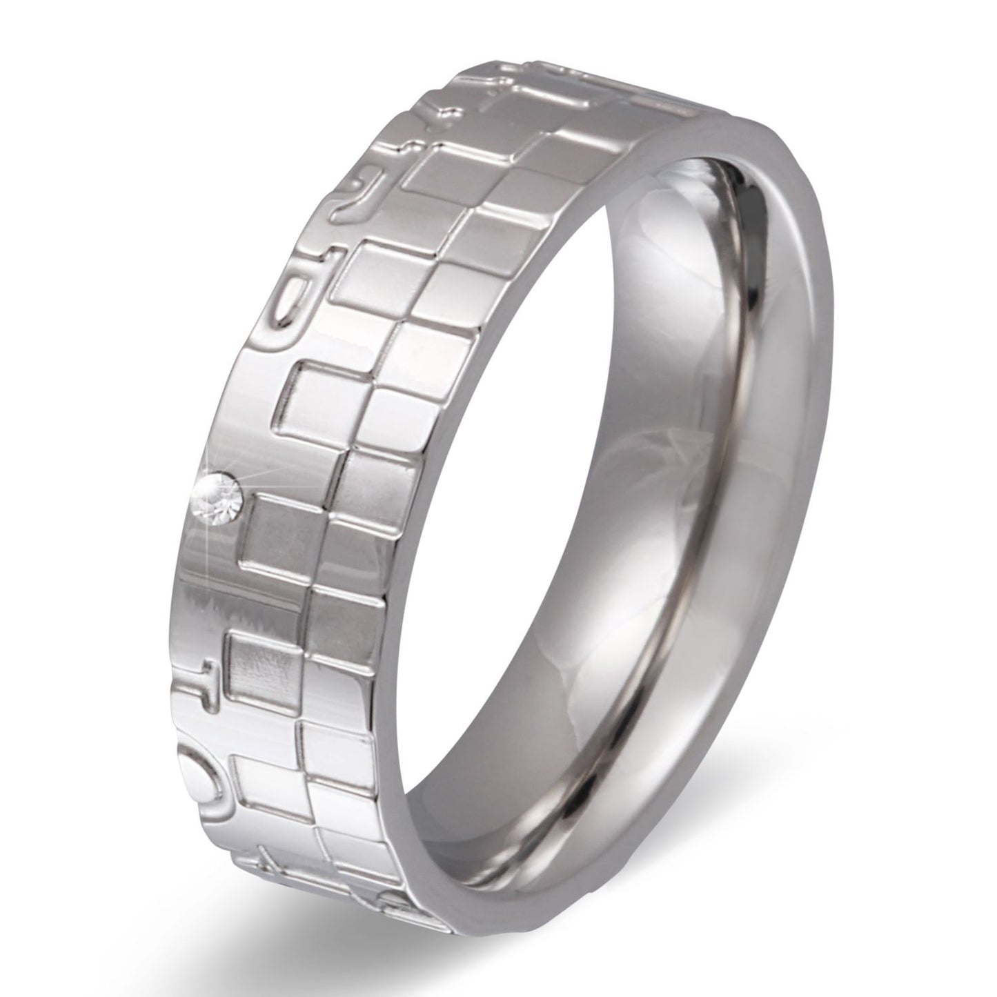Lorenzia Ring mit Gravur, Edelstahlring in Silber | Edelstahlring | damen, edelstahl, edelstahlring, herren, ring, silber, unisex, zirkonia | schmuckmitgravur.de