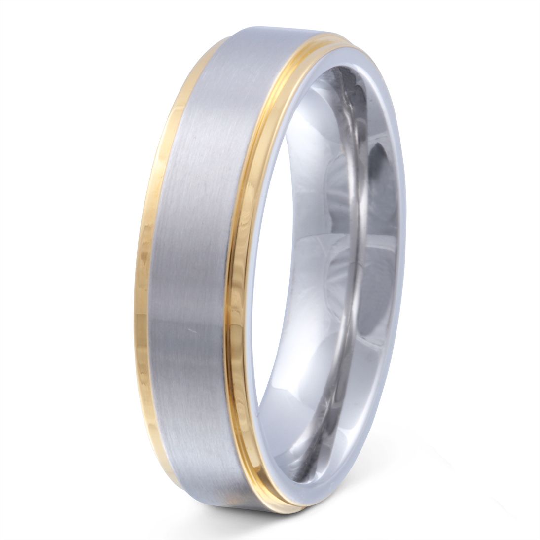 Macianos Ring mit Gravur, Edelstahlring in Silber-Gold | Edelstahlring | damen, edelstahl, edelstahlring, gold, herren, ring, silber, unisex | schmuckmitgravur.de