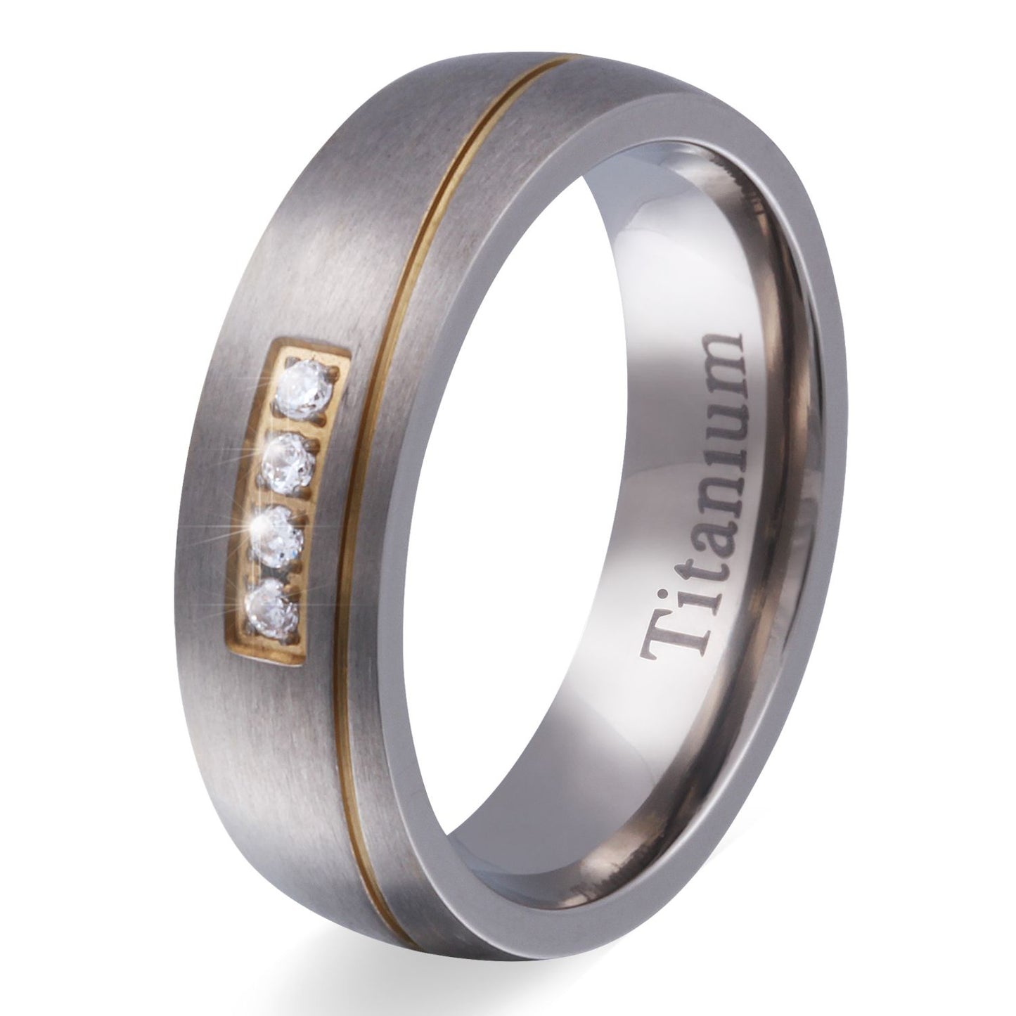 Mulini Damen Titan Ring mit Gravur, Verlobungsring in Silber | Titanring | damen, gold, ring, silber, titan, titanring, zirkonia | schmuckmitgravur.de