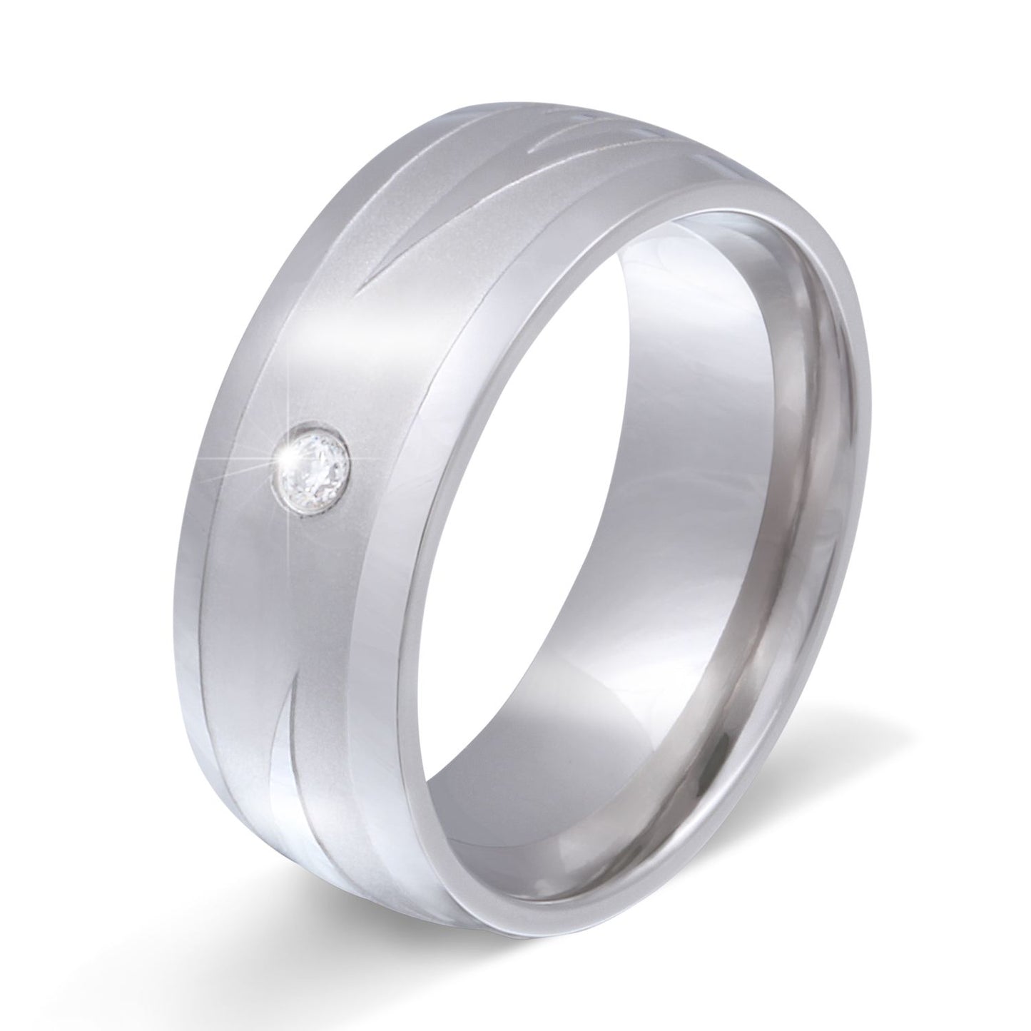 Nandala Damen Ring mit Gravur, Edelstahlring in Silber | Edelstahlring | damen, edelstahl, edelstahlring, ring, silber, zirkonia | schmuckmitgravur.de