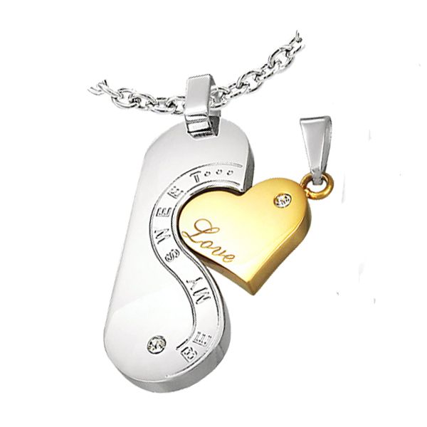 Necesito 2x Partnerkette inkl. Anhänger mit Gravur in Gold-Silber | Partnerkette | anhänger, damen, edelstahl, edelstahlkette, gold, halskette, herren, kette, partner, partnerkette, silber, unisex | schmuckmitgravur.de