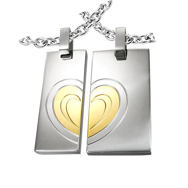 Nera 2x Partnerkette inkl. Anhänger mit Gravur in Silber-Gold | Partnerkette | anhänger, damen, edelstahl, gold, halskette, herren, kette, partner, partnerkette, silber, unisex | schmuckmitgravur.de
