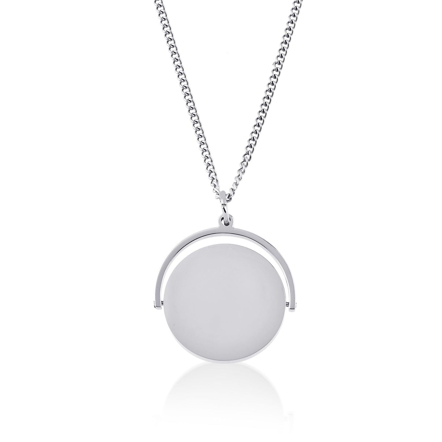 Ninove Kette mit rundem Anhänger und Gravur, Edelstahlkette in Silber | Halskette | 10prozent, 43cm, 46cm, 49cm, 52cm, anhänger, damen, edelstahl, edelstahlkette, halskette, kette, panzerkette, rund, silber | schmuckmitgravur.de