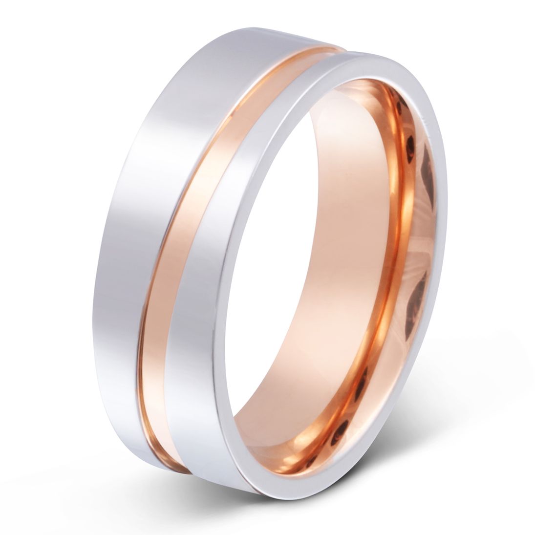 Paris Titan Ring mit Gravur, Verlobungsring in Silber-Roségold | Titanring | damen, herren, ring, rosegold, rosé, silber, titan, titanring, unisex | schmuckmitgravur.de