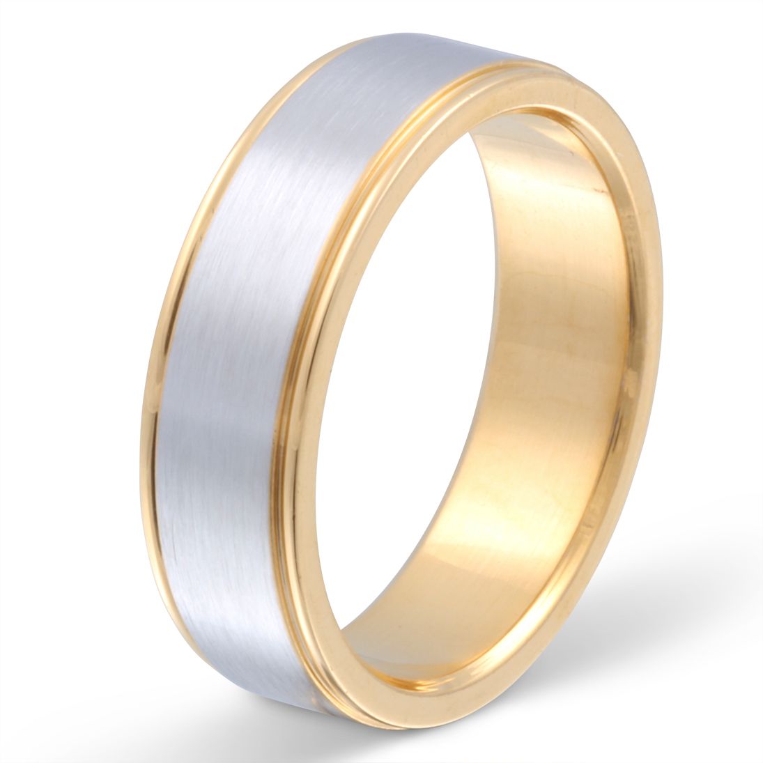 Quattro Ring mit Gravur, Edelstahlring in Silber-Gold | Edelstahlring | damen, edelstahl, edelstahlring, gold, herren, ring, silber, unisex | schmuckmitgravur.de