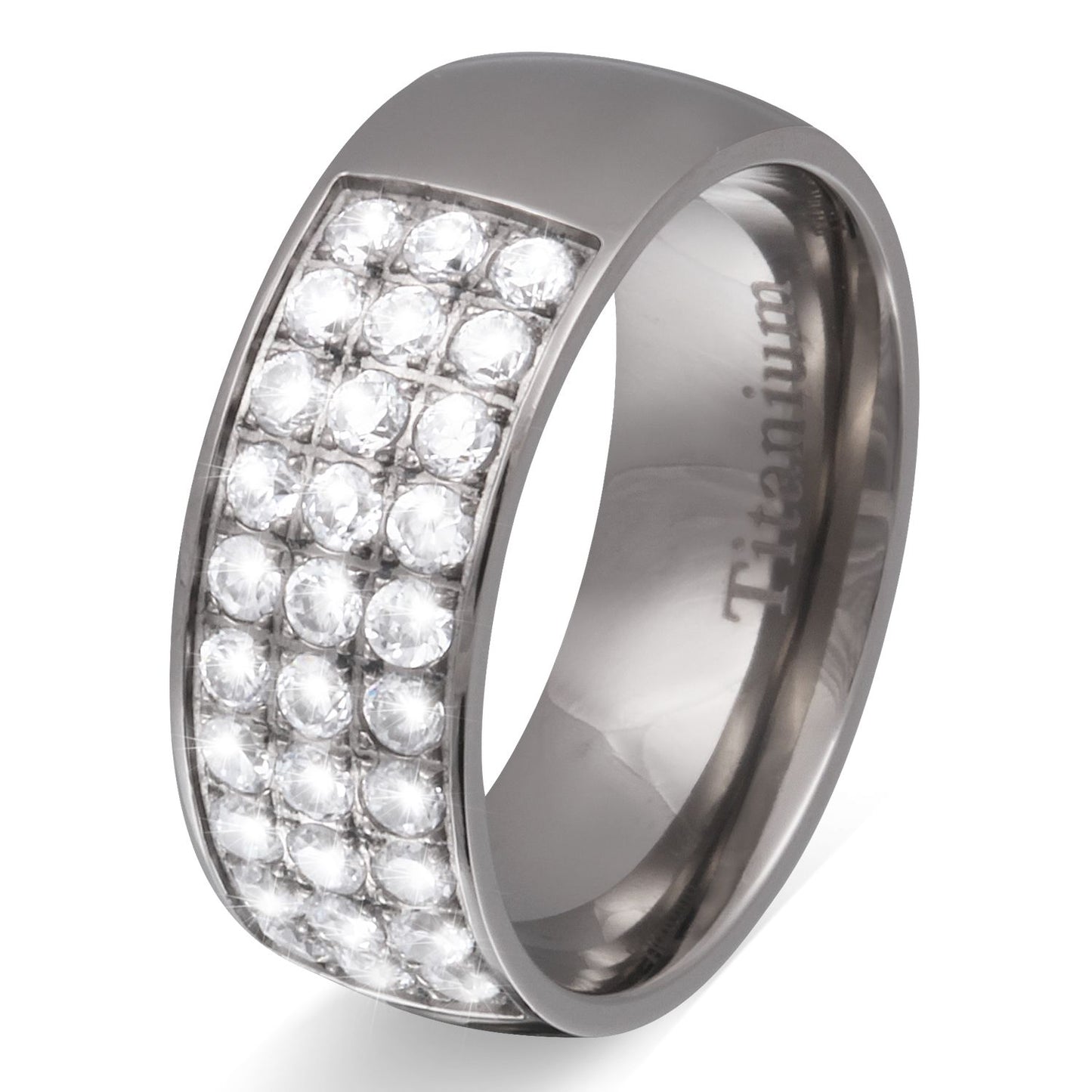 Regnum massiver Titan Damen Ring mit Steine, Trauring, Verlobungsring, inkl. Gravur, titan | Titanring | damen, ring, titan, titanring, zirkonia | schmuckmitgravur.de