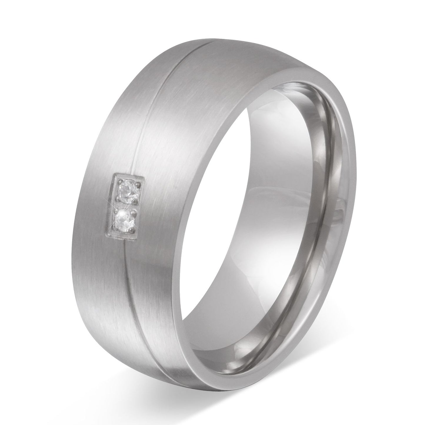 Rosso Damen Ring mit Gravur, Edelstahlring in Silber | Edelstahlring | damen, edelstahl, edelstahlring, ring, silber, zirkonia | schmuckmitgravur.de