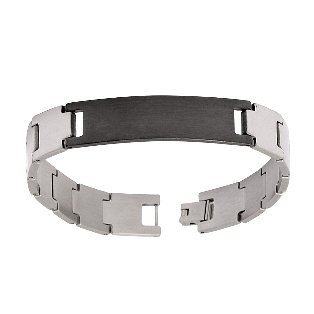 Santor Edelstahl Armband mit Gravur in Silber-Schwarz | Armband | armband, damen, edelstahl, herren, schwarz, silber, unisex | schmuckmitgravur.de