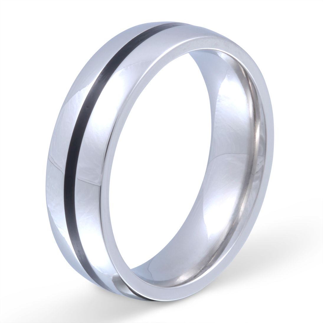 Skyline Ring mit Gravur, Edelstahlring in Silber-Schwarz | Edelstahlring | damen, edelstahl, edelstahlring, herren, ring, schwarz, silber, unisex | schmuckmitgravur.de
