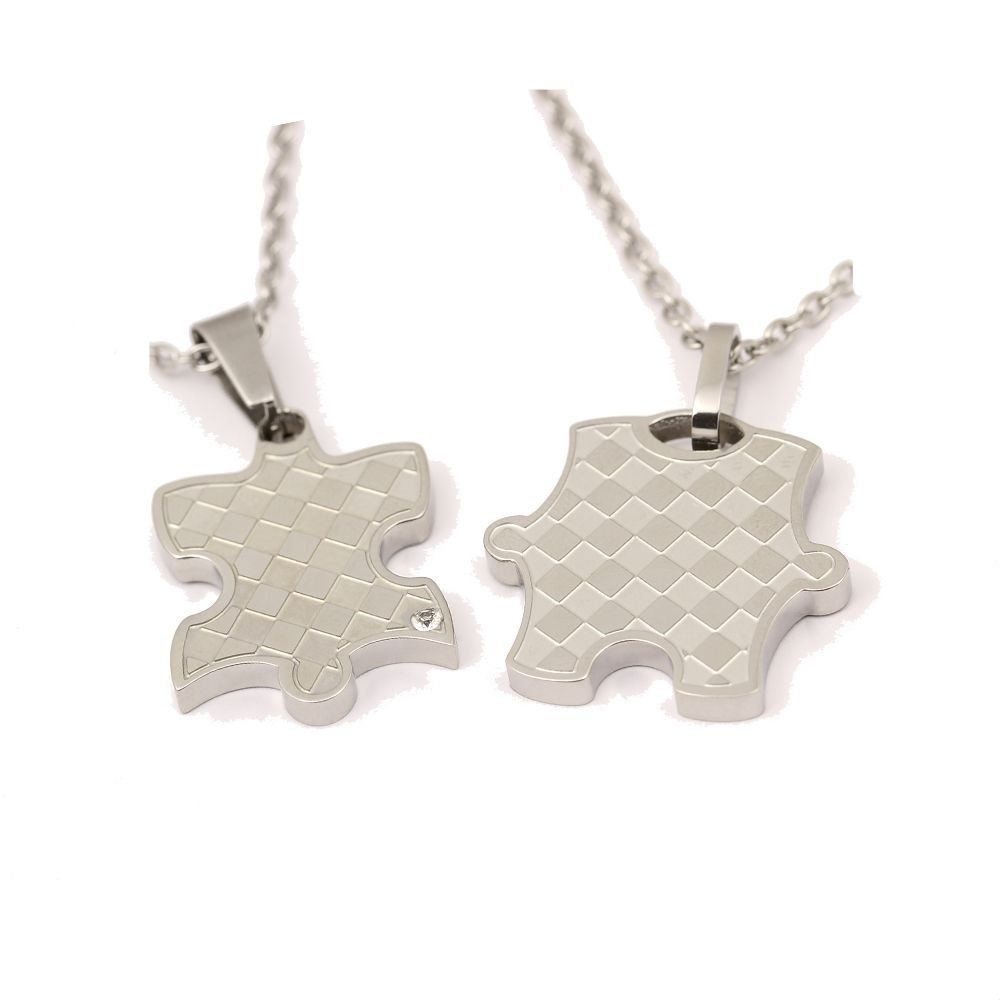 Smogon Edelstahl Partner Anhänger mit Gravur in Silber | Partnerkette | anhänger, damen, edelstahl, edelstahlkette, halskette, herren, kette, partner, partnerkette, silber, unisex | schmuckmitgravur.de