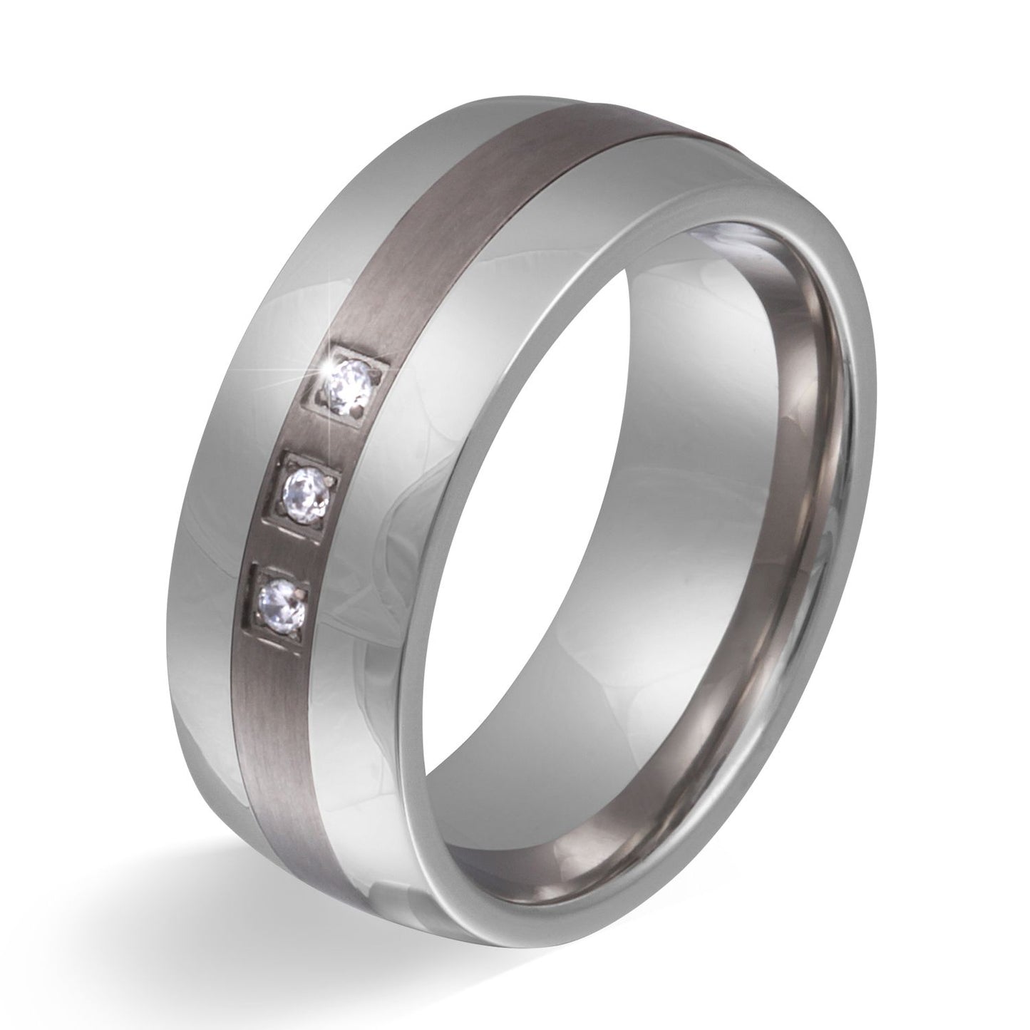Soulmate Damen Titan Edelstahl Mix Ring mit Steine, Verlobungsring, inkl. Gravur, silber titan | Edelstahlring | damen, edelstahl, edelstahlring, ring, silber, titan, titanring, zirkonia | schmuckmitgravur.de
