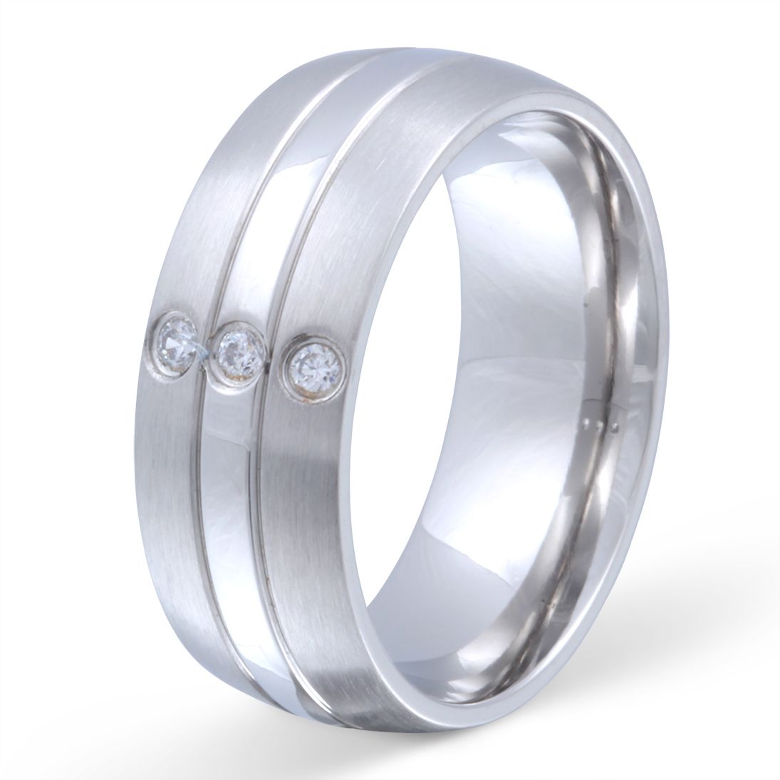ThreeLane Damen Ring mit Gravur, Edelstahlring in Silber | Edelstahlring | damen, edelstahl, edelstahlring, ring, silber, zirkonia | schmuckmitgravur.de