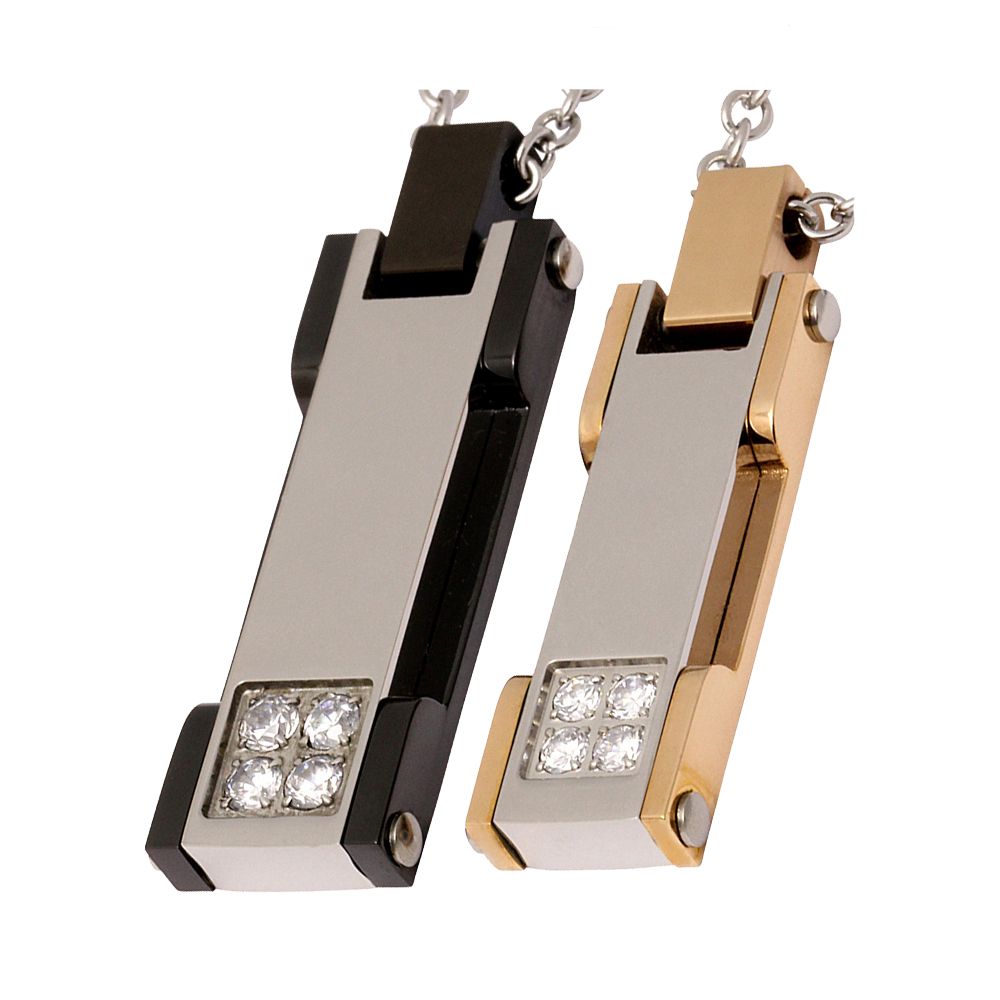 Tugipi 2x Partnerkette inkl. Anhänger mit Gravur in Silber-Gold-Schwarz | Partnerkette | anhänger, damen, edelstahl, edelstahlkette, gold, halskette, herren, partner, partnerkette, schwarz, silber, unisex, zirkonia | schmuckmitgravur.de