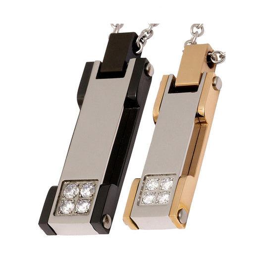 Tugipi 2x Partnerkette inkl. Anhänger mit Gravur in Silber-Gold-Schwarz | Partnerkette | anhänger, damen, edelstahl, edelstahlkette, gold, halskette, herren, partner, partnerkette, schwarz, silber, unisex, zirkonia | schmuckmitgravur.de