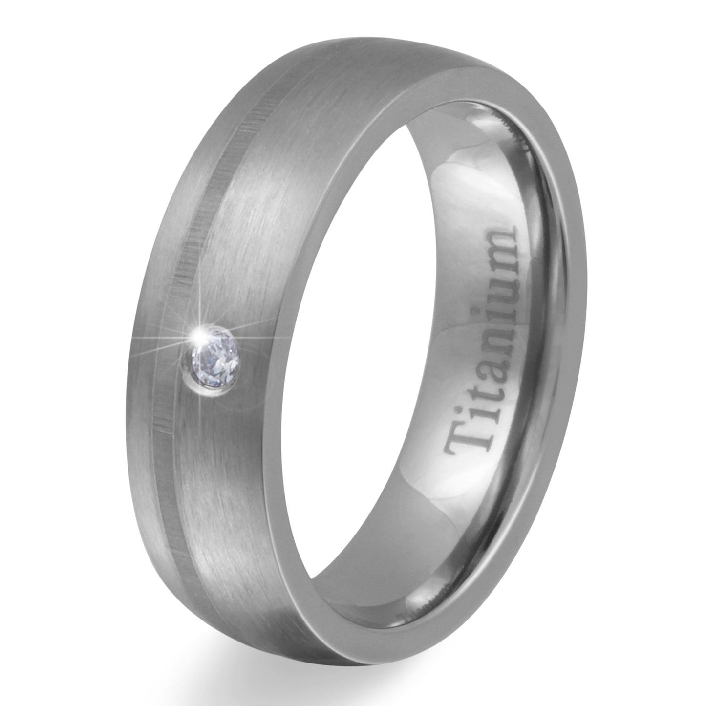 Valamar massiver Titan Damen Ring mit Stein, Trauring, Verlobungsring, inkl. Gravur, silber | Titanring | damen, ring, titan, titanring, zirkonia | schmuckmitgravur.de