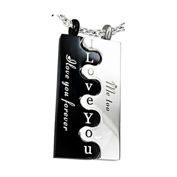 Vanda Edelstahl Partner Anhänger mit Gravur in Silber-Schwarz | Partnerkette | anhänger, damen, edelstahl, edelstahlkette, halskette, herren, kette, partner, partnerkette, schwarz, silber, unisex | schmuckmitgravur.de