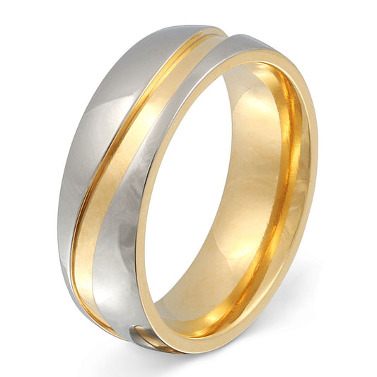 Almada Titan Ring mit Gravur, Verlobungsring in Silber-Gold | Titanring | damen, herren, ring, silber, titan, titanring, unisex | schmuckmitgravur.de