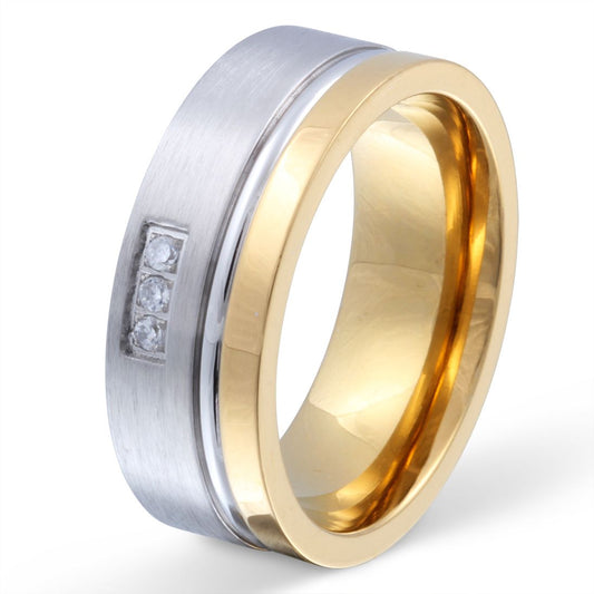 Alya Damen Ring mit Gravur, Edelstahlring in Silber-Gold | Edelstahlring | damen, edelstahl, edelstahlring, ring, silber, zirkonia | schmuckmitgravur.de