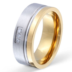 Alya Damen Ring mit Gravur, Edelstahlring in Silber-Gold
