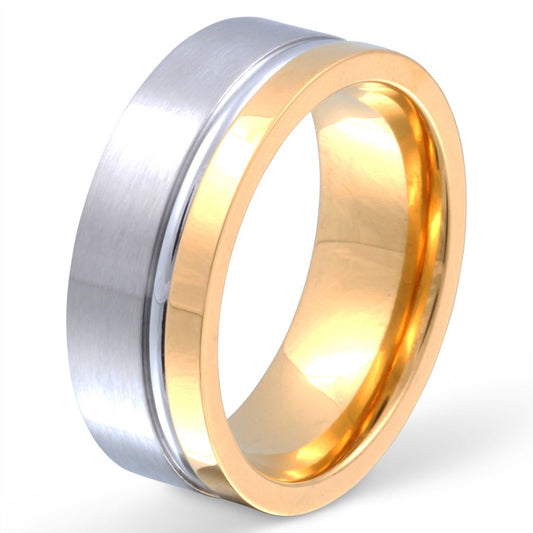 Alya Ring mit Gravur, Edelstahlring in Silber-Gold | Edelstahlring | damen, edelstahl, edelstahlring, gold, herren, ring, silber, unisex | schmuckmitgravur.de