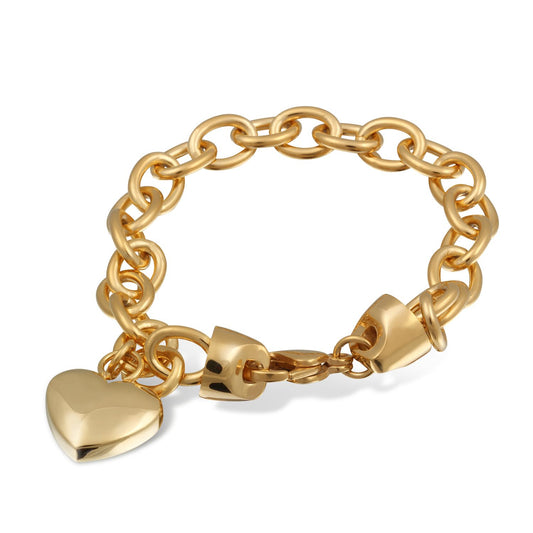 Alysia Herz Armband mit Gravur in Gold | Armband | armband, damen, edelstahl, gold | schmuckmitgravur.de